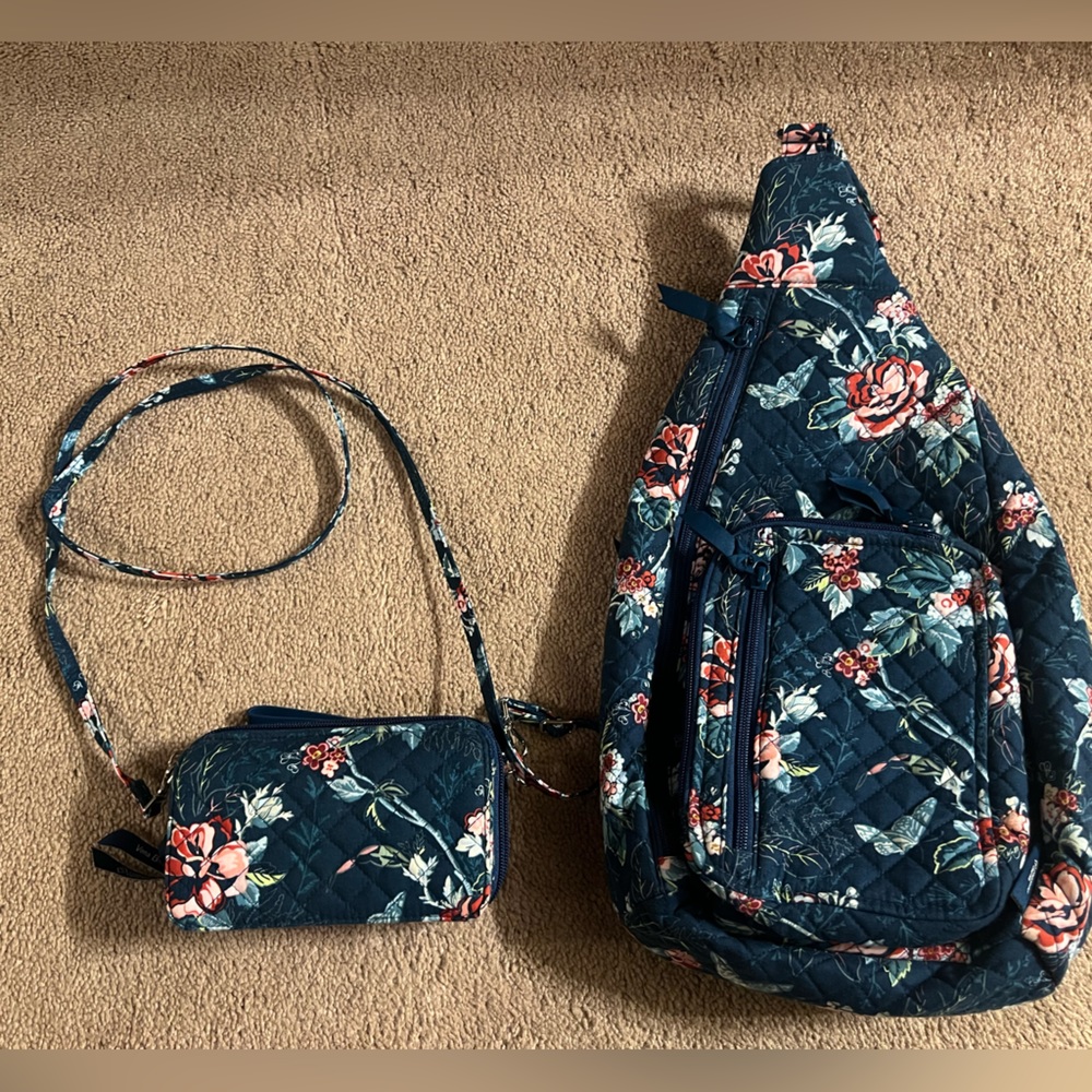 Vera Bradley matching backbag and crossbody/wallet